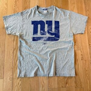 Vintage Y2K Reebok New York Giants Gray Faded Logo Graphic Tee Mens XL